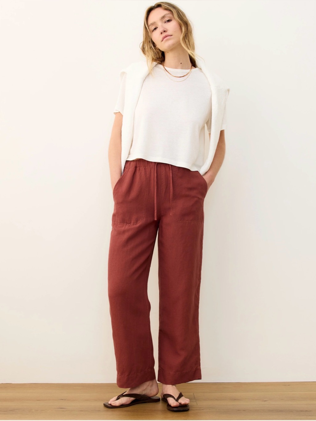 Marine Layer Hemp Crop Tee In Hibiscus